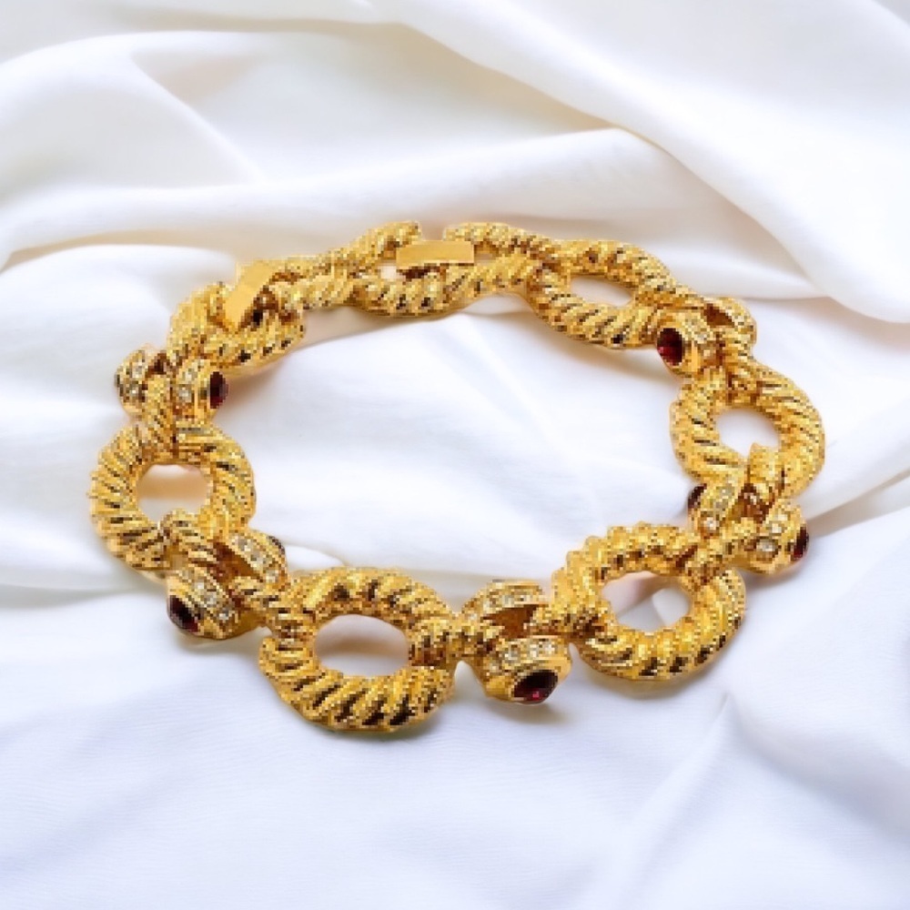 JBK Camrose & Kross Jacqueline Kennedy Gold and Red Crystals Link Bracelet